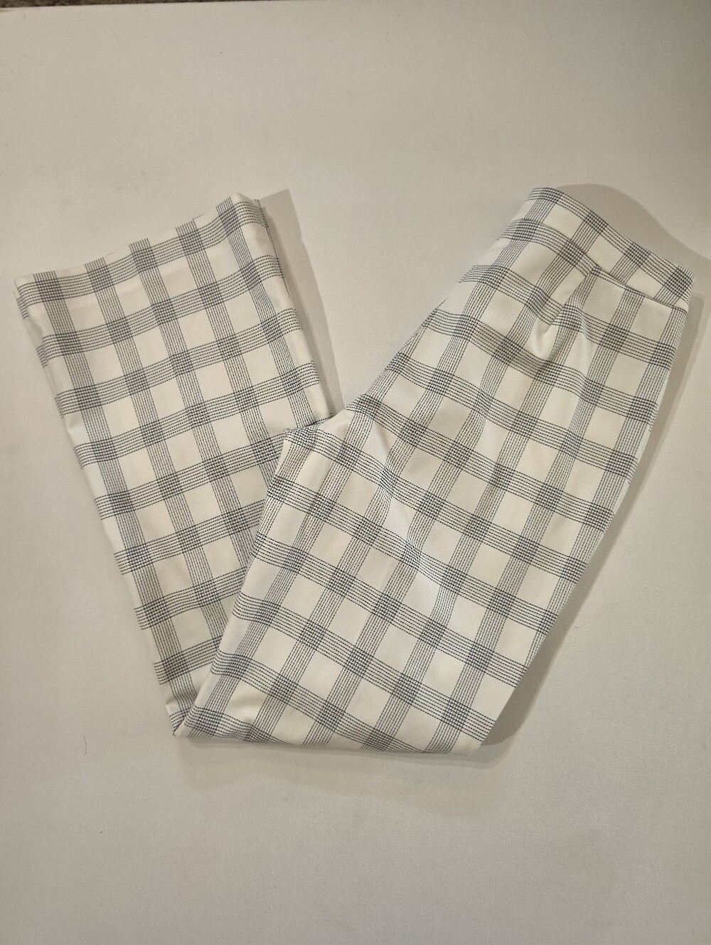 Elie Tahari Dress Trousers Womens Size 8 Black White Plaid Bootcut High Rise